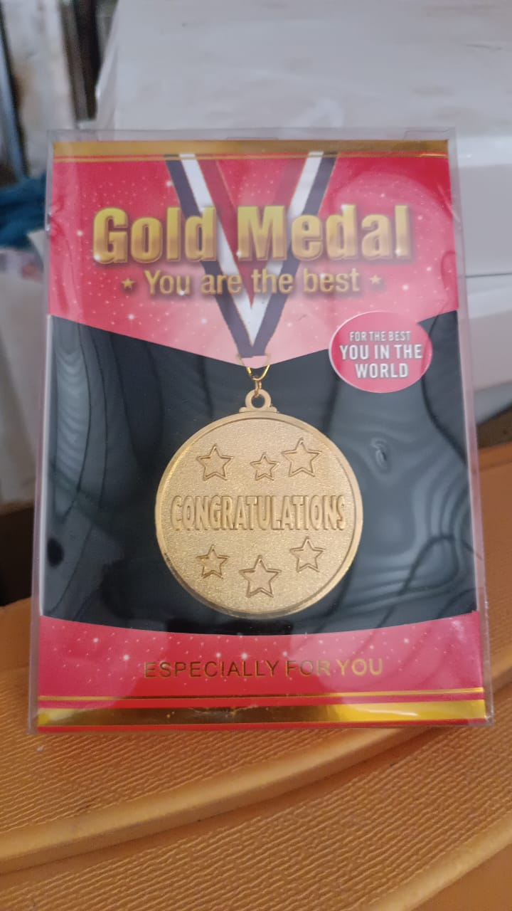Gold Metal Medal with Tricolor Ribbon (1 Pc) Gold Metal Medal with Tricolor Ribbon (1 Pc)